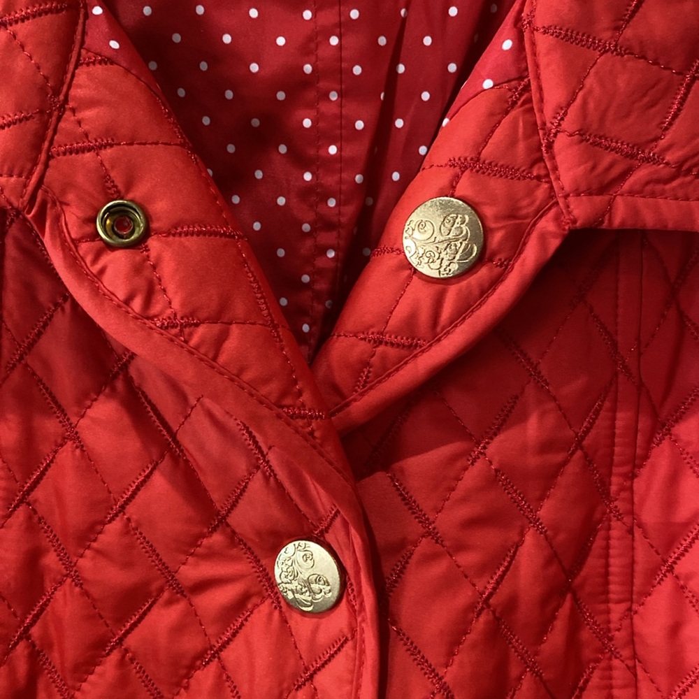 Flair Red Quilted Gold Accents Reversible Button Up Jacket Ladies Small - Picture 6 of 16